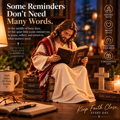 Keep Faith Close – Jesus Reading the Bible Figurine