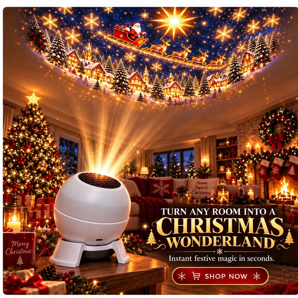 ⛄️Turn Any Room Into a Christmas Wonderland – Holiday Projection Night Light