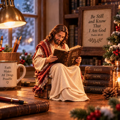 Keep Faith Close – Jesus Reading the Bible Figurine
